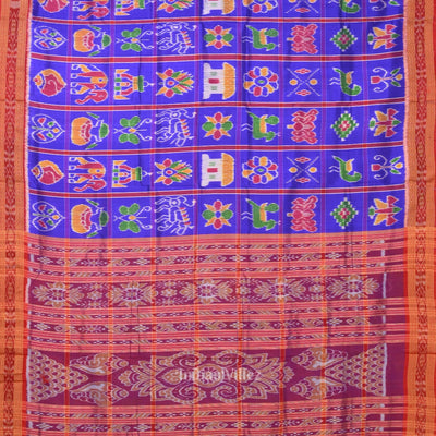 Deep Blue Nabakothi Odisha Ikat Khandua Silk Saree