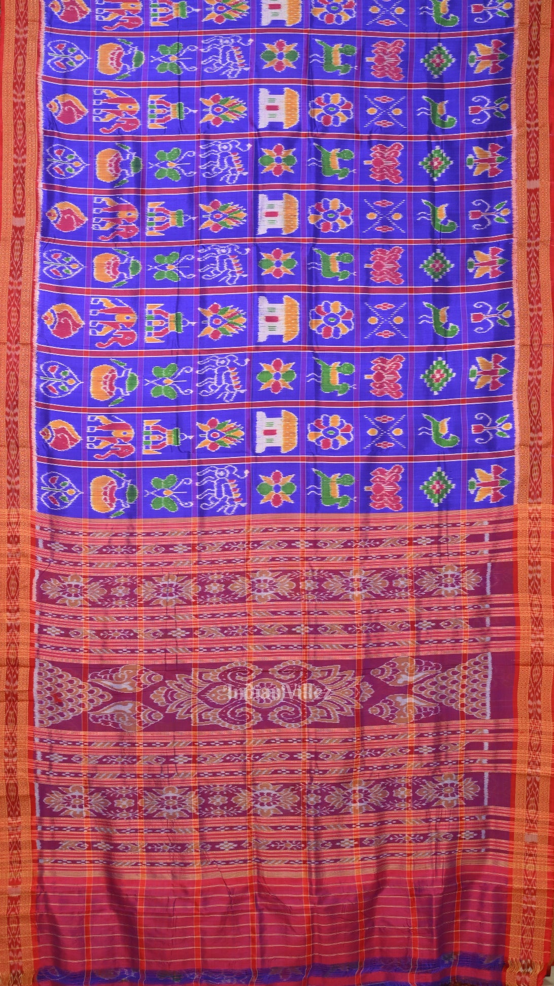 Deep Blue Nabakothi Odisha Ikat Khandua Silk Saree