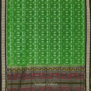 Green with Black Sambalpuri Bapta Cotton*Silk Saree