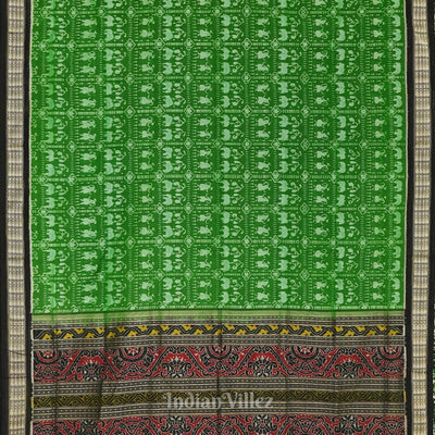 Green with Black Sambalpuri Bapta Cotton*Silk Saree