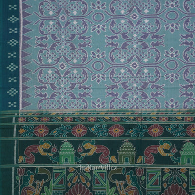 Light Blue Odisha  Pure Sambalpuri  Cotton Saree