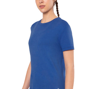 Essential Basic Short Sleeve Round Neck T-Shirt - Lazuli Blue