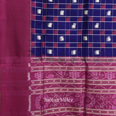 Blue Box Design Contemporary Sambalpuri Ikat Silk Saree