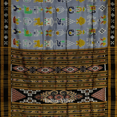 Ash Grey Nabakothi Nabarangi Khandua Silk Saree with Pasapali Anchal