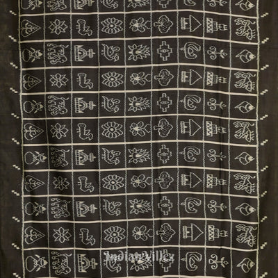 Black Grey Nabakothi Contemporary Silk Saree