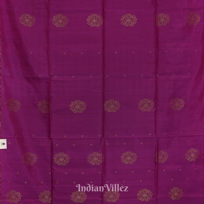 Purple With Parrot Green Pure Kanjivaram Soft Silk Saree