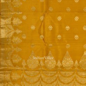 Exclusive Mustard Yellow Kora Organza Banarasi Silk Saree
