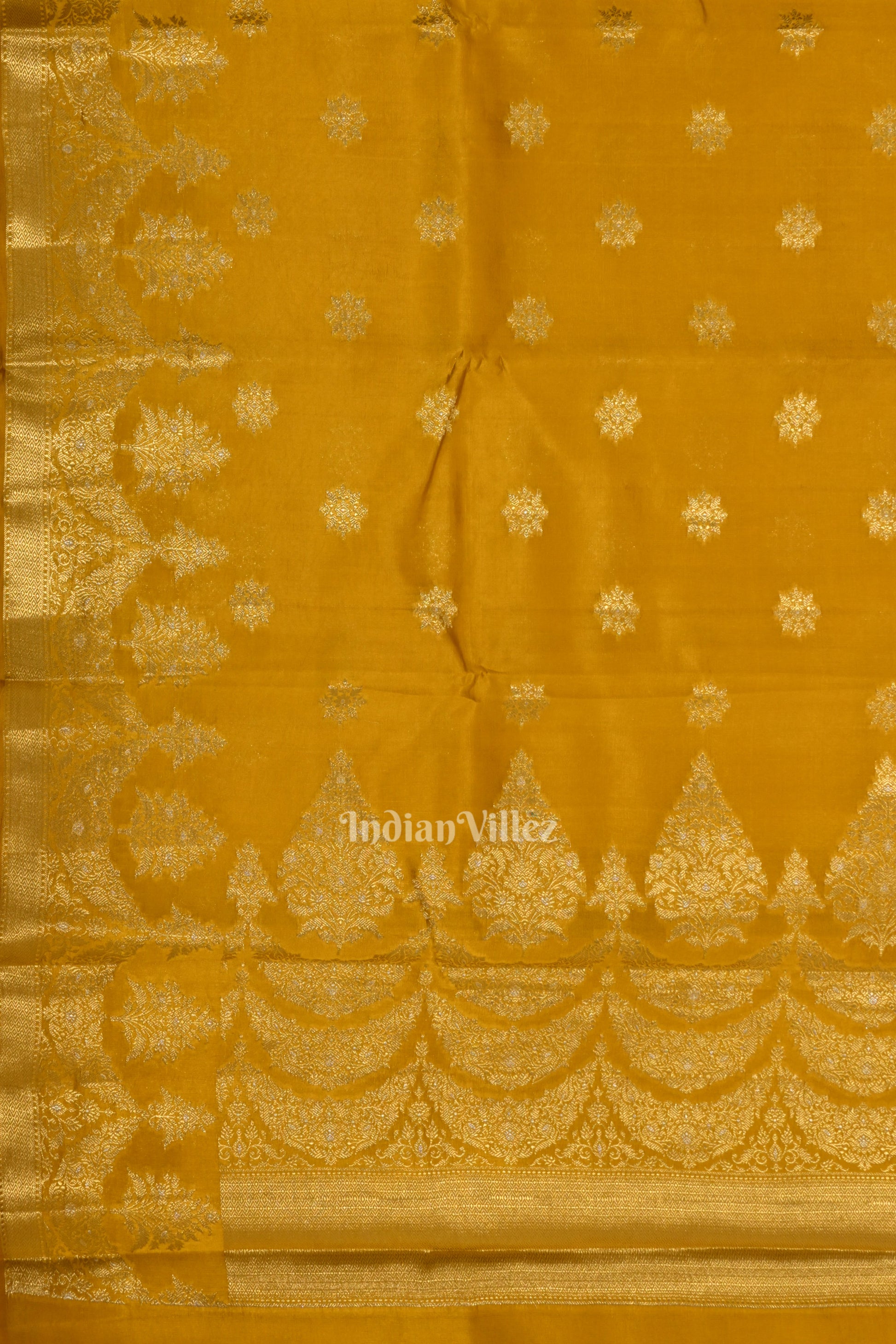 Exclusive Mustard Yellow Kora Organza Banarasi Silk Saree