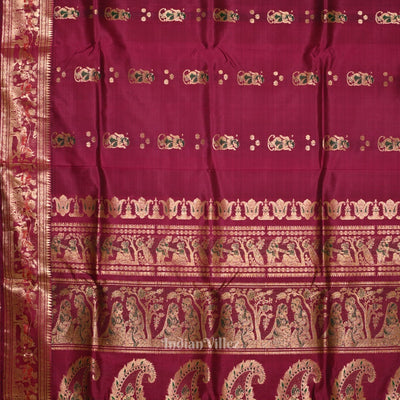 Purple Wine Handwoven Baluchari Silk Saree