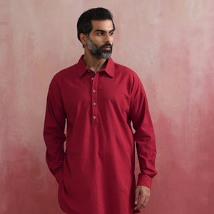 trueBrowns Men's Maroon Kurta