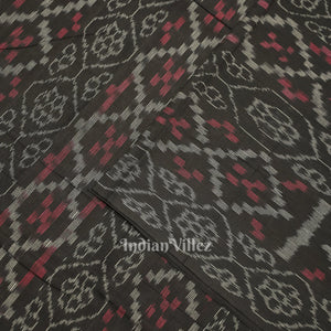 Black Flower Pasapali Sambalpuri Odisha Ikat Cotton Fabric