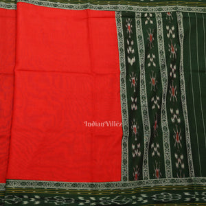Green Red Flower Buti Odisha Ikat Sambalpuri Dress Set & Dupatta