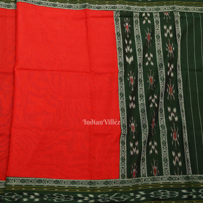 Green Red Flower Buti Odisha Ikat Sambalpuri Dress Set & Dupatta