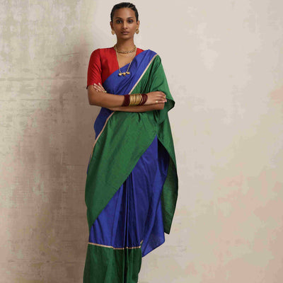 trueBrowns Blue Silk Ready To Wear Saree