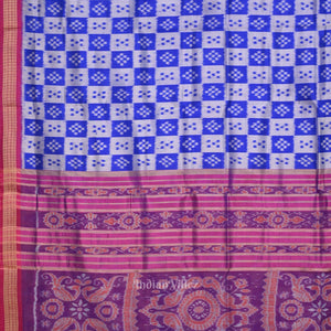 Gray Blue Odisha Ikat  Pasapali Khandua Silk Saree