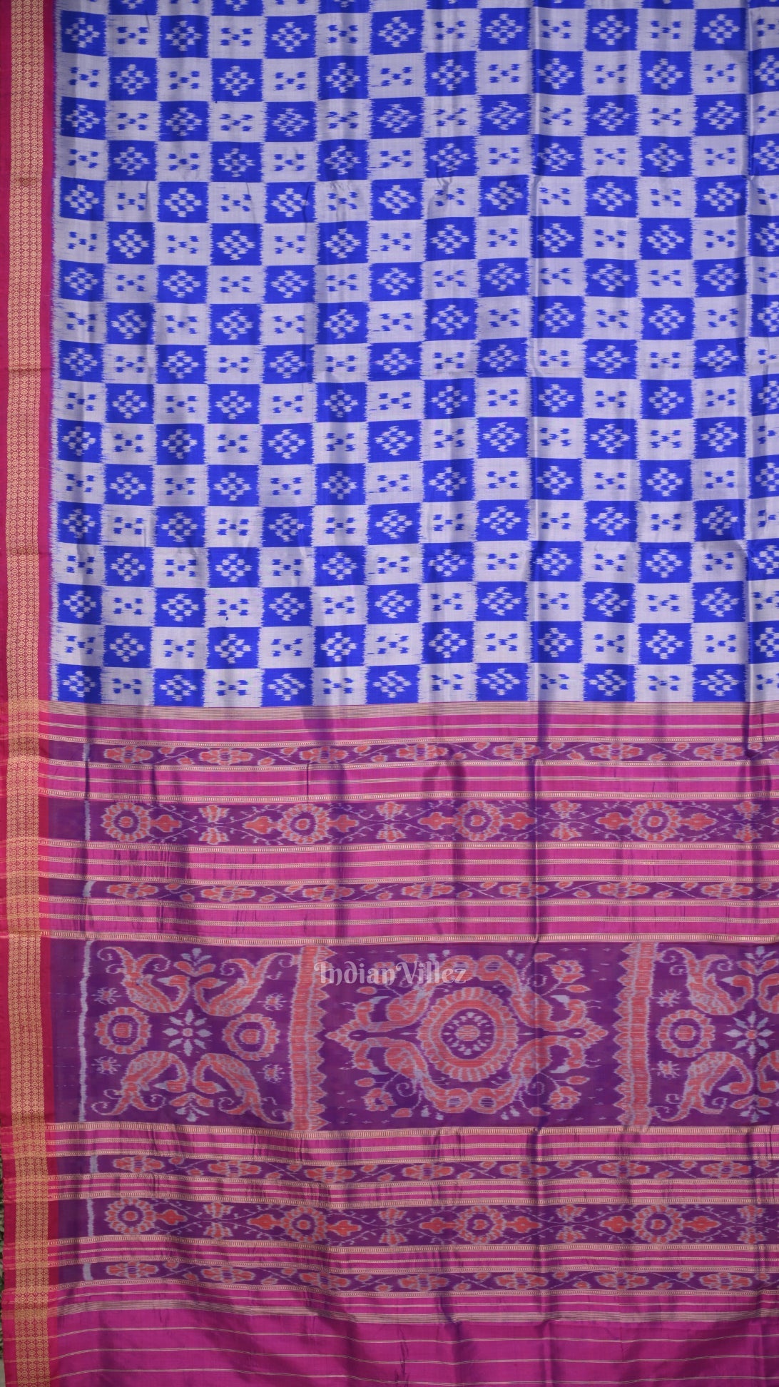Gray Blue Odisha Ikat  Pasapali Khandua Silk Saree