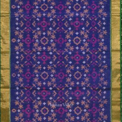 Blue Pochampally Ikat Sico (Silk & Cotton) Saree with Zari Border