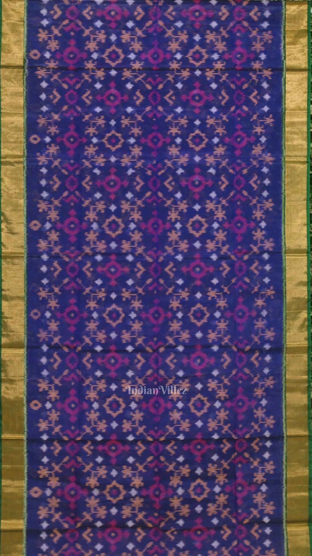 Blue Pochampally Ikat Sico (Silk & Cotton) Saree with Zari Border