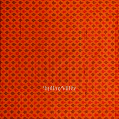 Orange Dual Tone Pochampally Ikat Silk & Cotton (Sico) Fabric