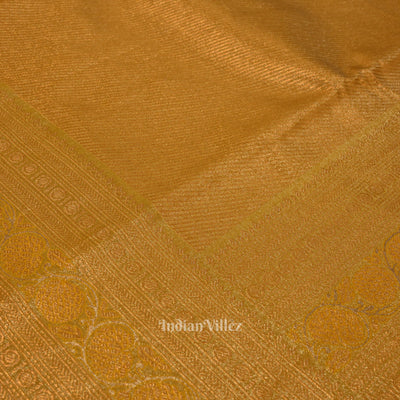 Mustard Yellow Pure Kanjivaram Tissue Silk Saree
