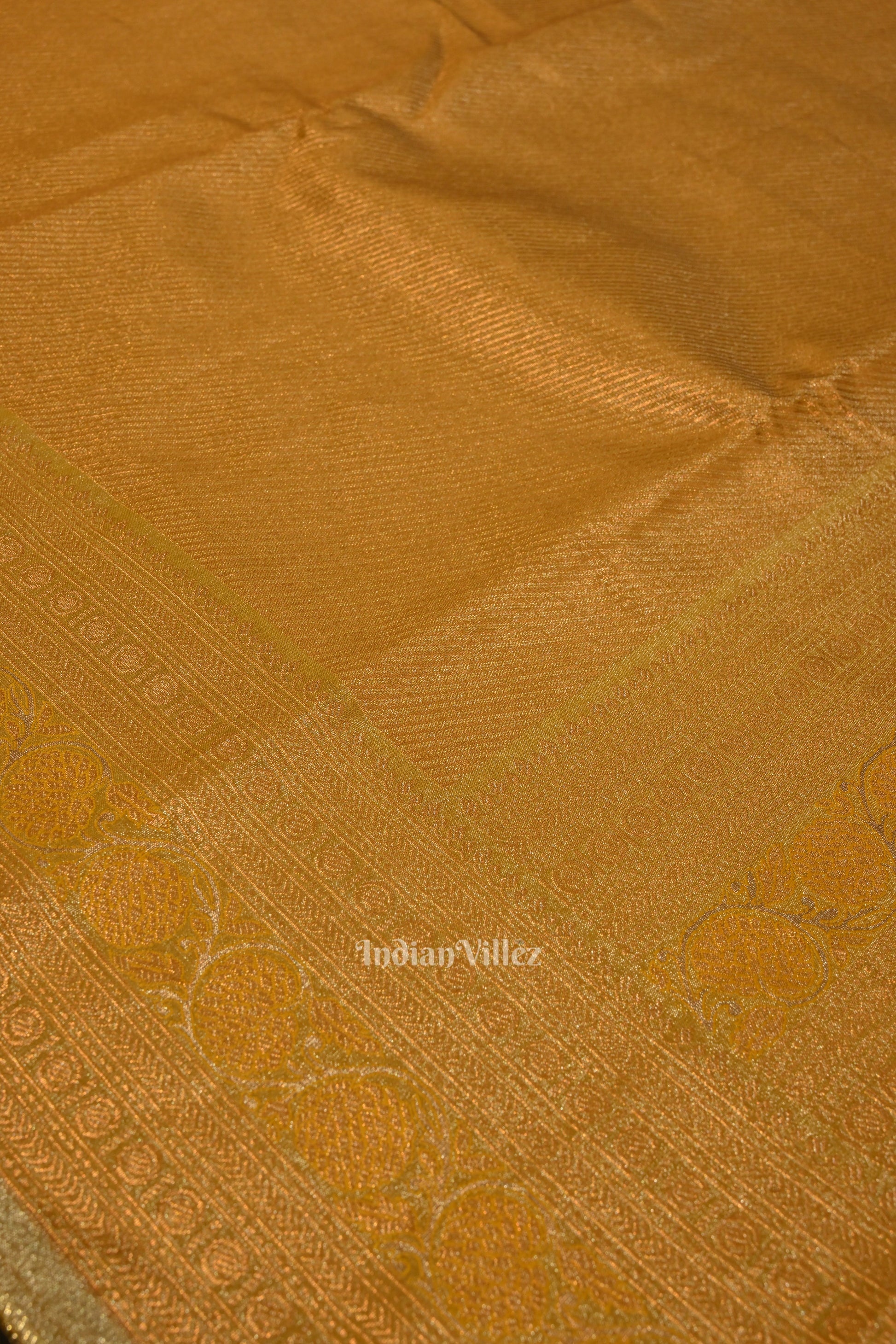 Mustard Yellow Pure Kanjivaram Tissue Silk Saree
