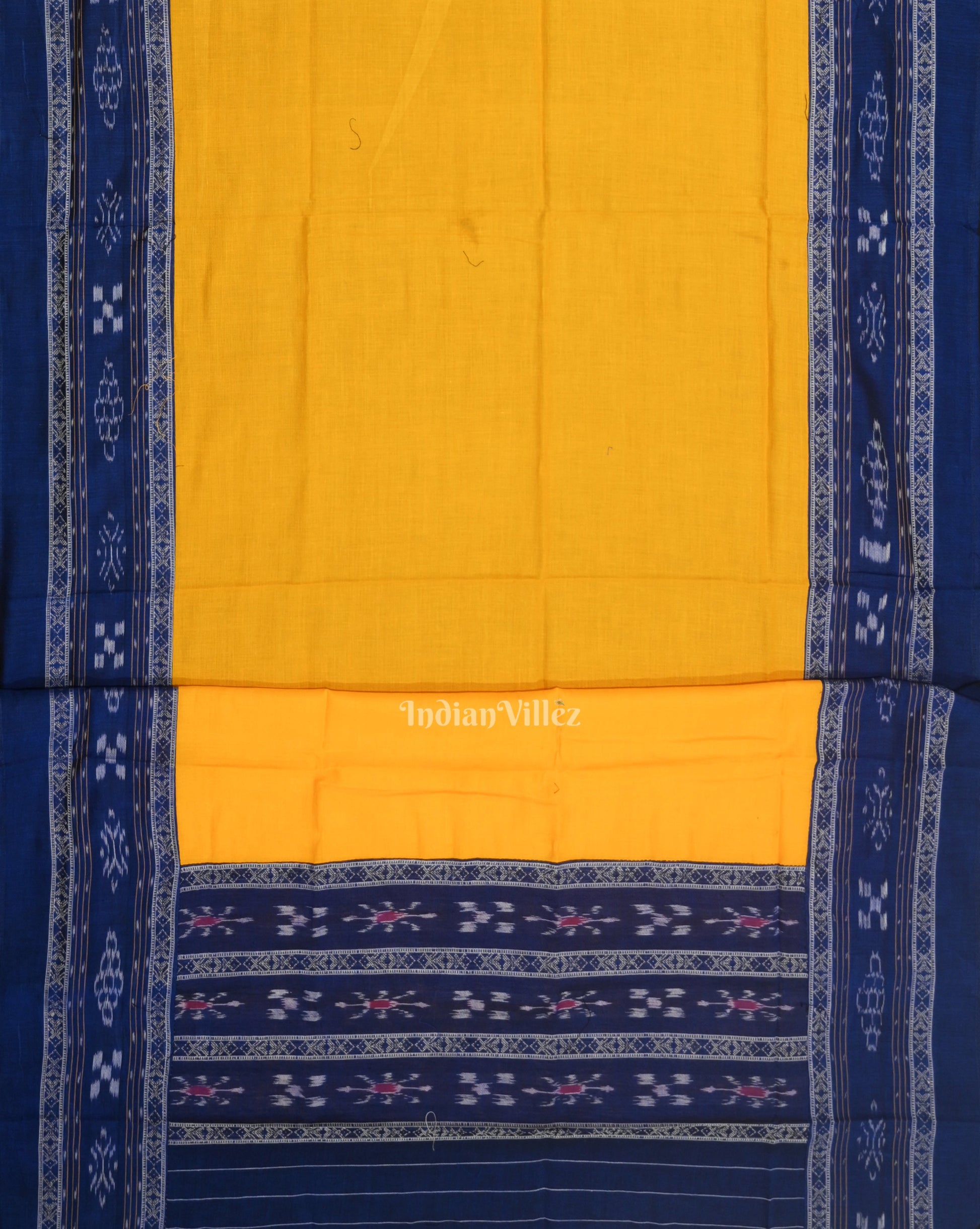 Blue Yellow Flower Buti Odisha Ikat  Sambalpuri Dress Set & Dupatta