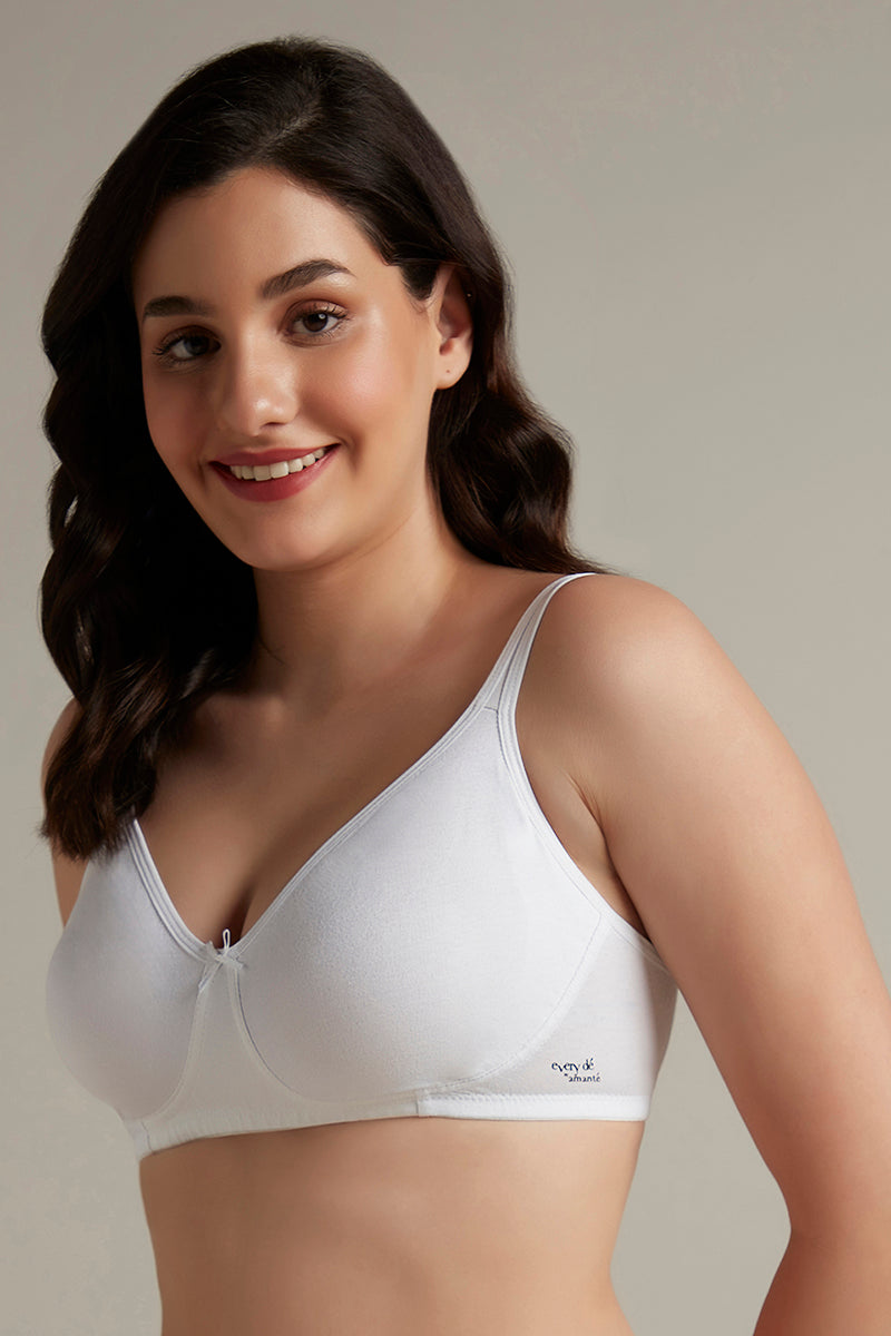 Chic Comfort Non-Padded and Non-Wired Cotton Bra - White