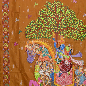 Mustard Yellow Kandarpa Ashwa  Pattachitra Saree