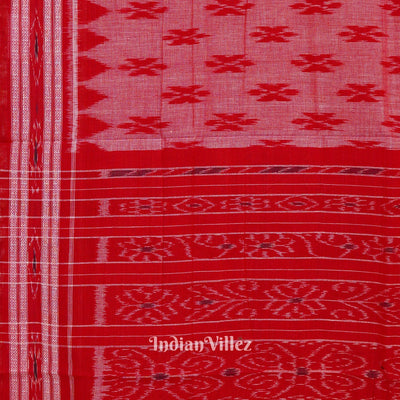 Light Red Maniabandha Butta Theme Cotton Saree