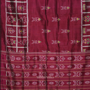 Maroon Fish Motif Odisha Ikat Contemporary Designer Saree