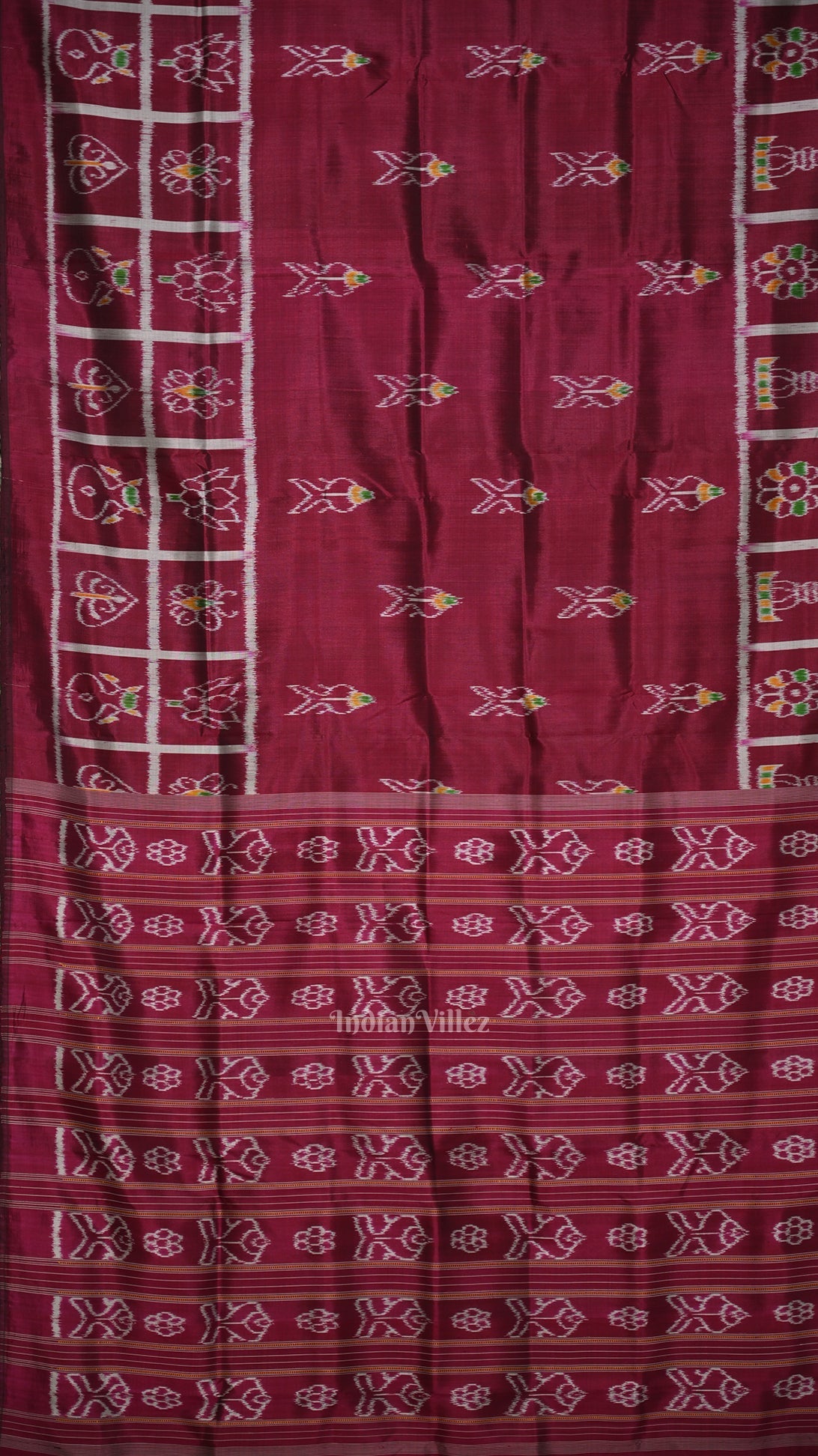 Maroon Fish Motif Odisha Ikat Contemporary Designer Saree