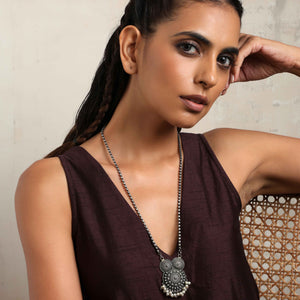 trueBrowns Silver Tone Pearl Drop Pendant Chain