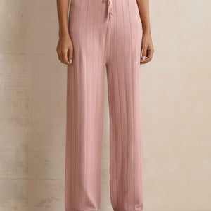 trueBrowns Pink Woollen Flared Pants