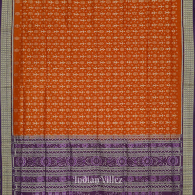 Orange Odisha Ikat Tribal Theme Sambalpuri Silk Saree