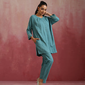 trueBrowns Light Blue Cotton Dobby Co-ord set