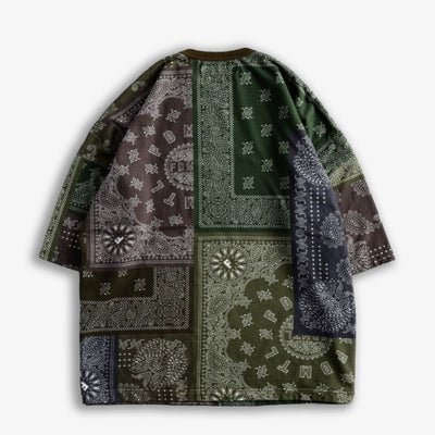 FDMTL | PRINTED PATCHWORK SWEAT TEE  { KHAKI