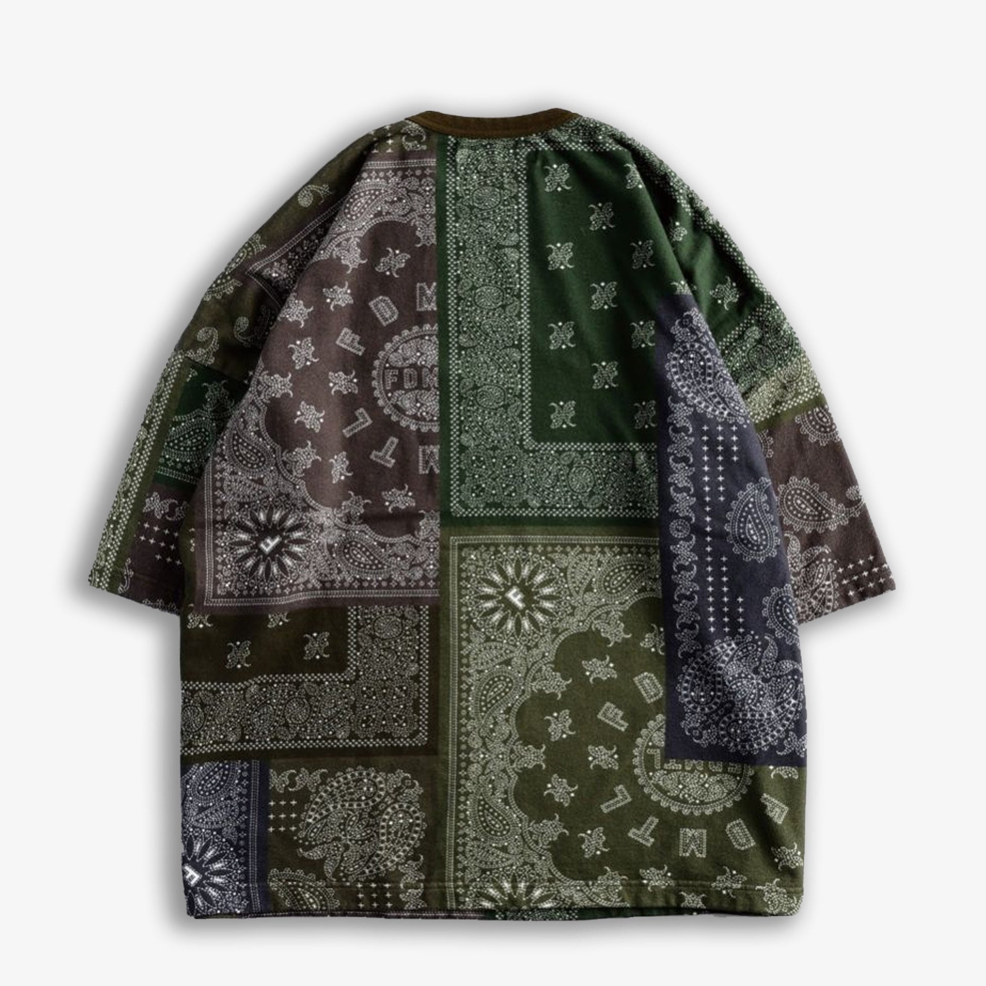 FDMTL | PRINTED PATCHWORK SWEAT TEE  { KHAKI