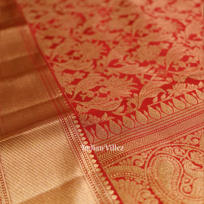 Red Pure Kanjivaram Silk Saree with Zari Brocade