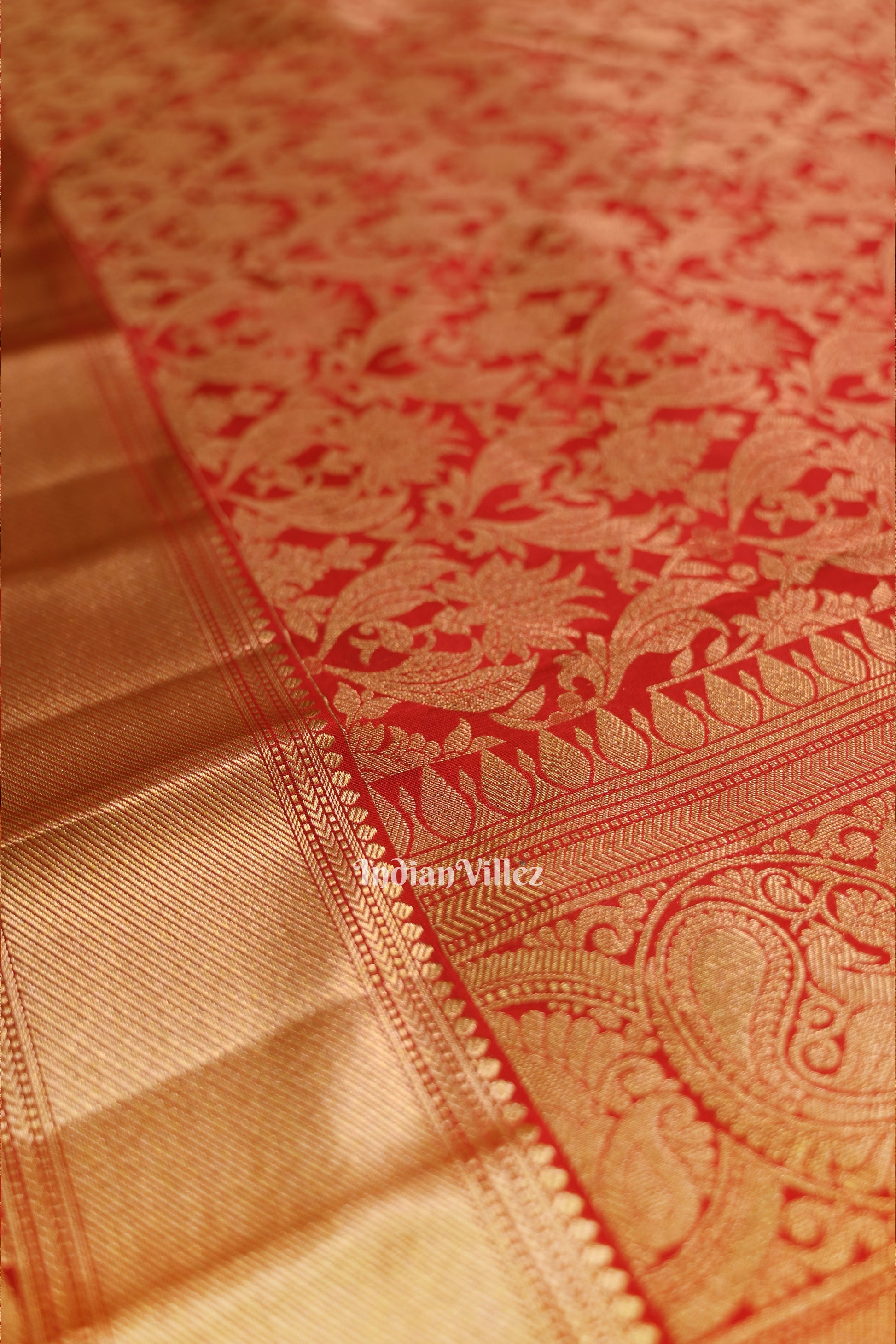 Red Pure Kanjivaram Silk Saree with Zari Brocade