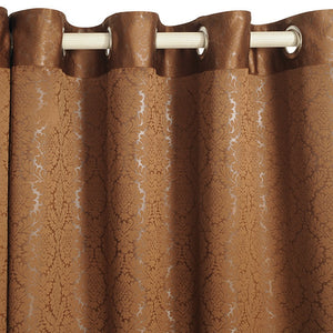 BROWN JACQUARD BLACKOUT CURTAINS – 2051