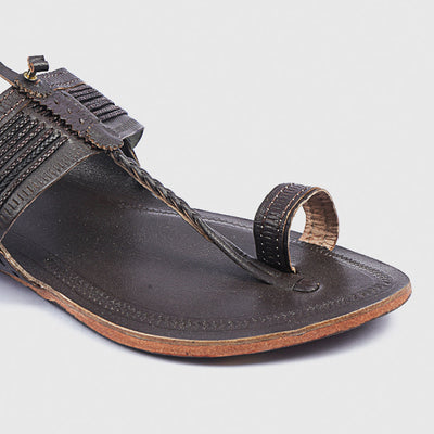 Brown Handstitched Leather Kolhapuri Women Slipper