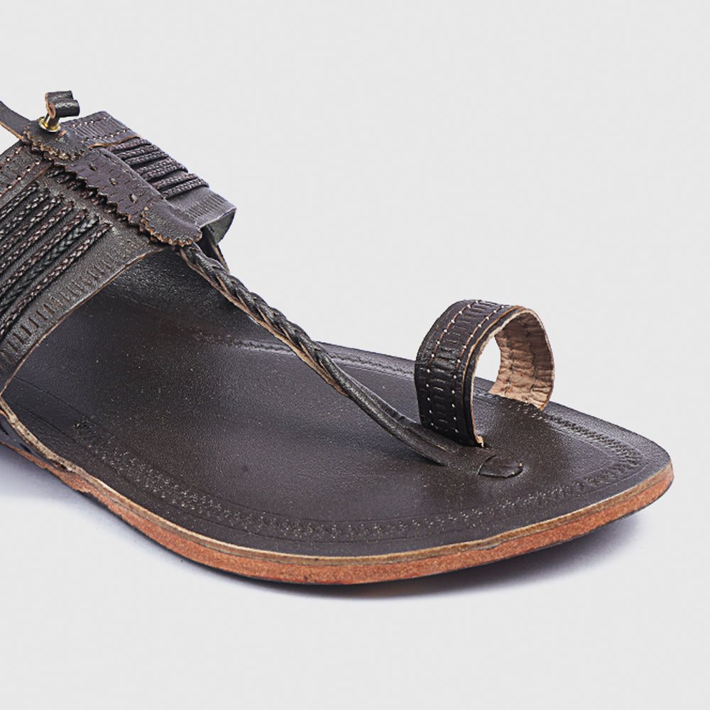 Brown Handstitched Leather Kolhapuri Women Slipper