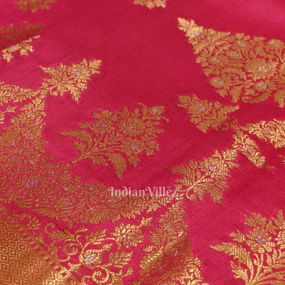 Exclusive Rani Pink Kora Organza Banarasi Silk Saree