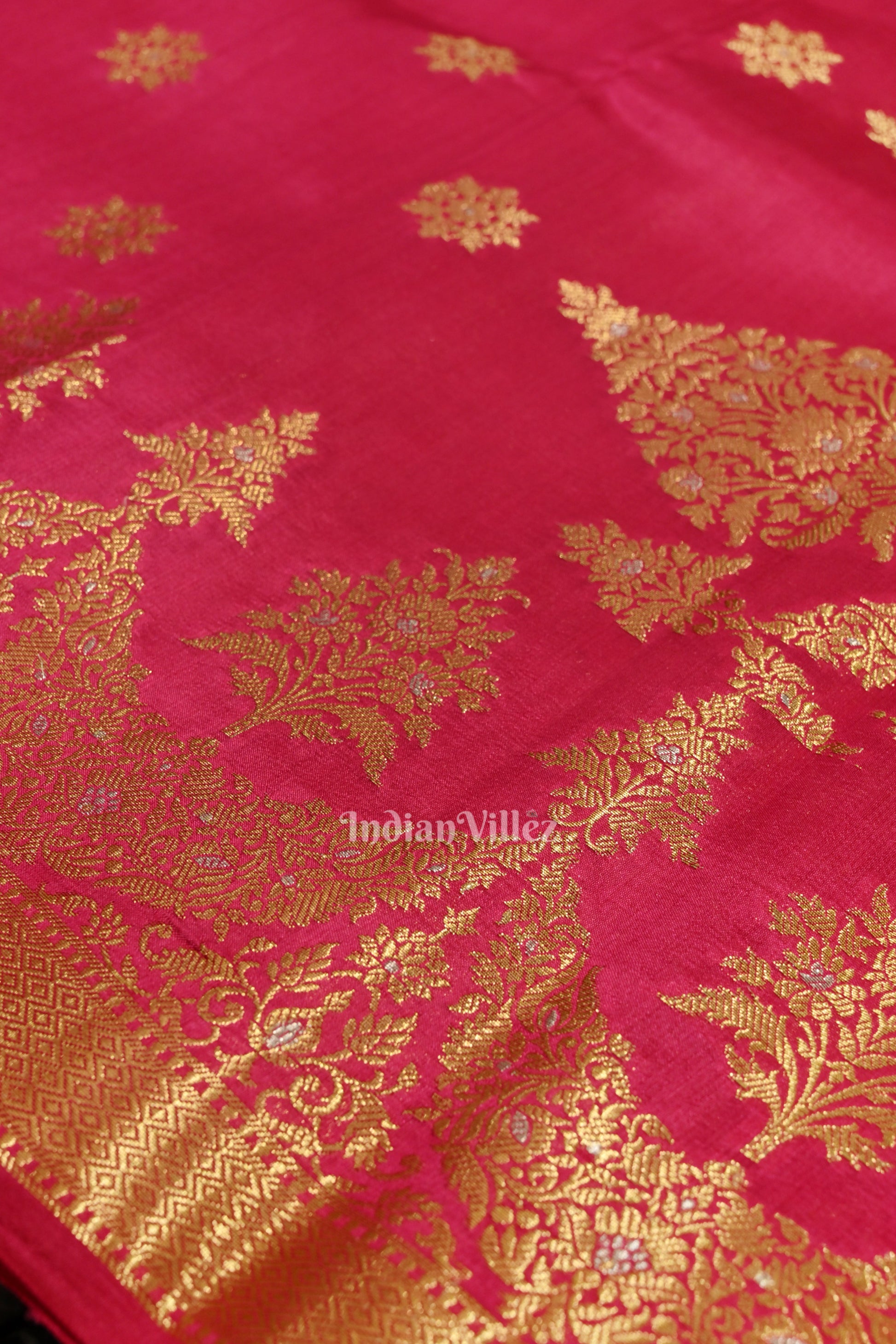 Exclusive Rani Pink Kora Organza Banarasi Silk Saree