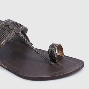 Brown Handstitched Leather Kolhapuri Men Slipper