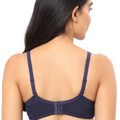 Floral Romance Non Wired Lightly Padded Non-Wired Full Coverage Bra - Midnight