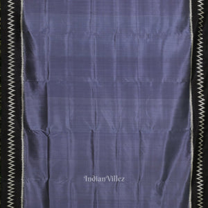 Ash Gray Contemporary Silk Saree with Red Checks Pallu