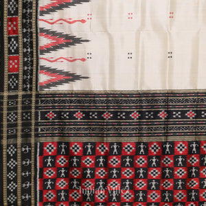 White Black Broder Pasapali Khandua Silk Saree