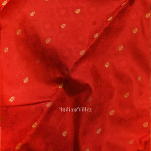 Blood Red pure Kanjivaram Silk Saree with  Zari Brocade