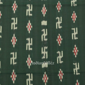 Green Swastik Sambalpuri Ikat Cotton Fabric